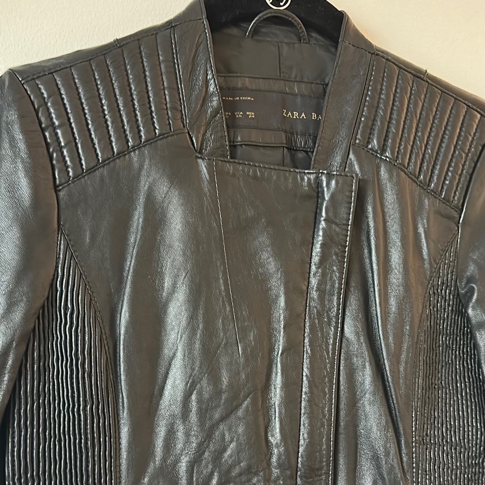 Zara Basic Black Leather Jacket - image 2